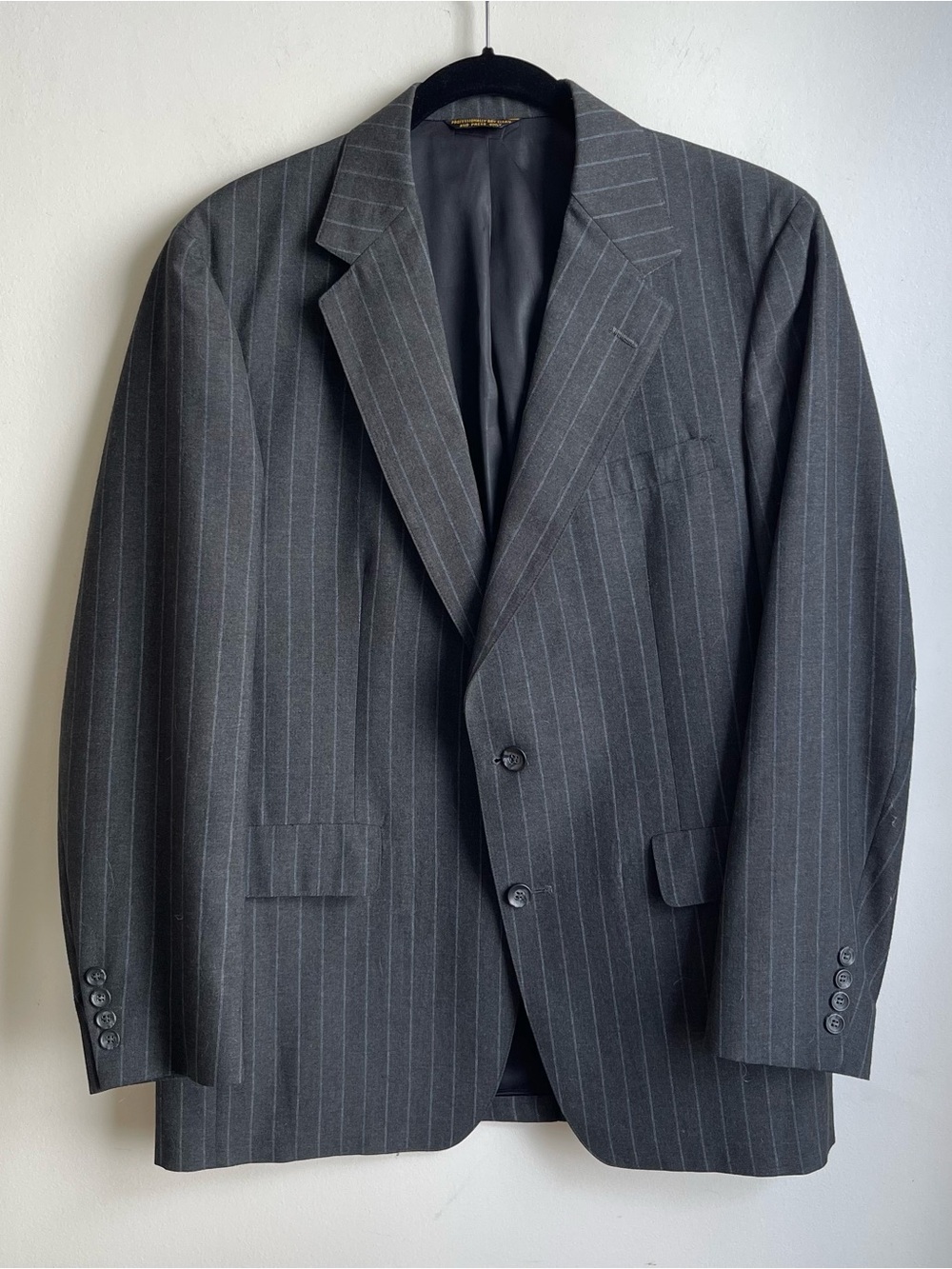 Vintage 60s John Weitz Gray Wool Pinstripe Blazer Sport Coat 2 Button Blue 40 R